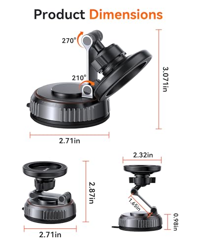 Vacuum MagSafe Car Mount With 360° Adjustment
