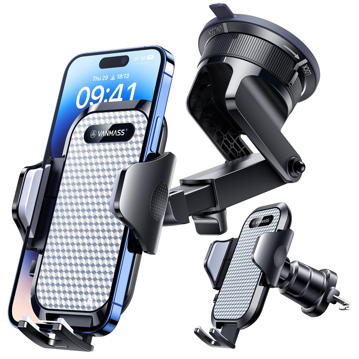 Heavy-Duty Car Phone Mount With Dual Mounting