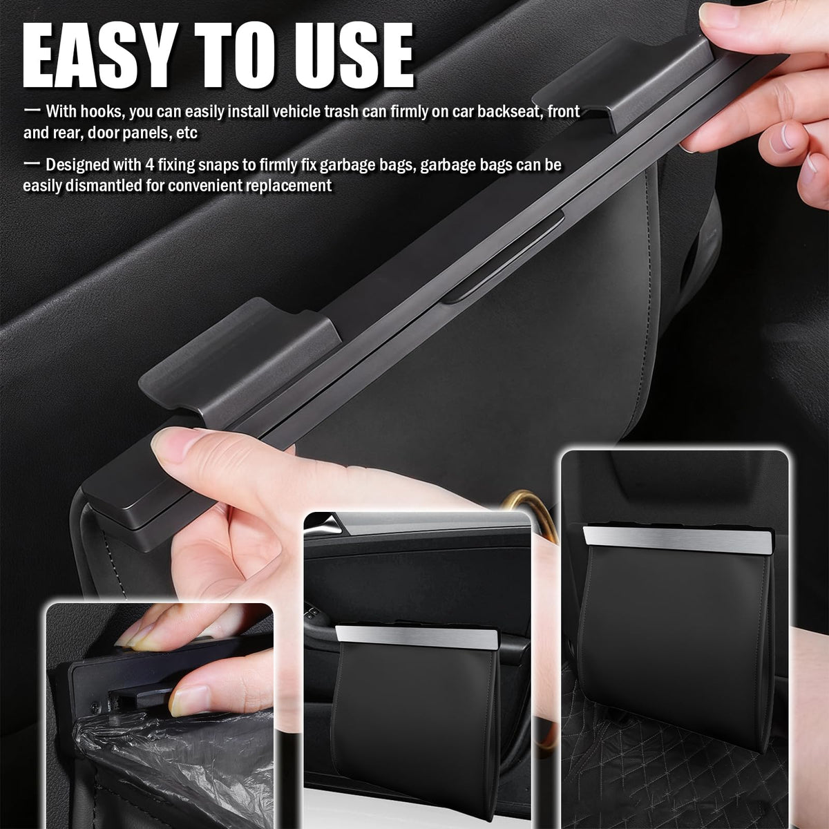 Magnetic Car Trash Bin With Leakproof Liner