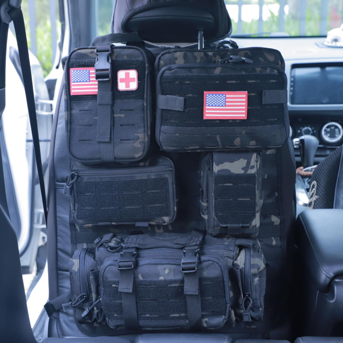 Tactical Seat Back Organizer With Detachable Pouches
