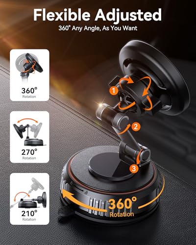 Vacuum MagSafe Car Mount With 360° Adjustment
