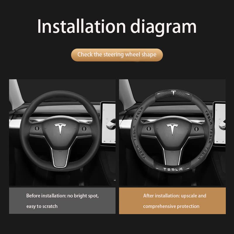 Nappa Leather Steering Wheel Cover With Carbon Texture