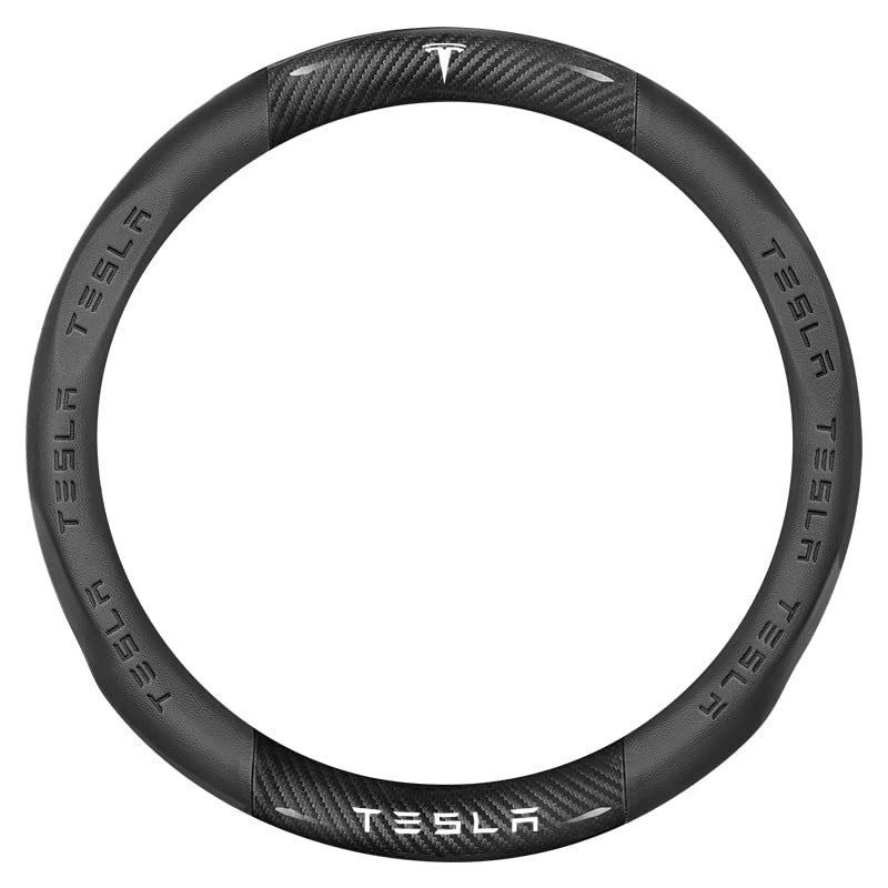Nappa Leather Steering Wheel Cover With Carbon Texture