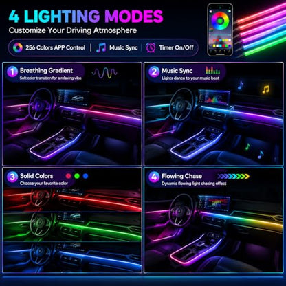 Acrylic Ambient Car Lights With Music Sync