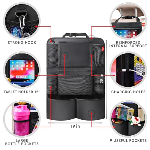 Backseat Organizer With Tablet Holder – 2 Pack