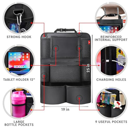 Backseat Organizer With Tablet Holder – 2 Pack