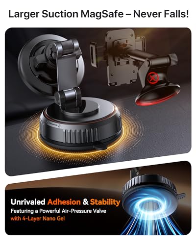 Vacuum MagSafe Car Mount With 360° Adjustment