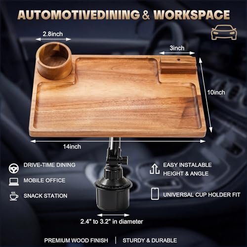 2-in-1 Wooden Car Laptop Desk With Cup Holder