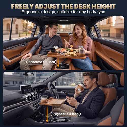 2-in-1 Wooden Car Laptop Desk With Cup Holder