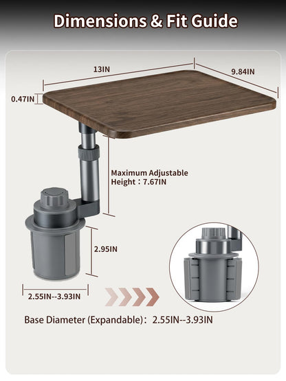 Solid Wood Car Laptop Desk With 360° Rotation