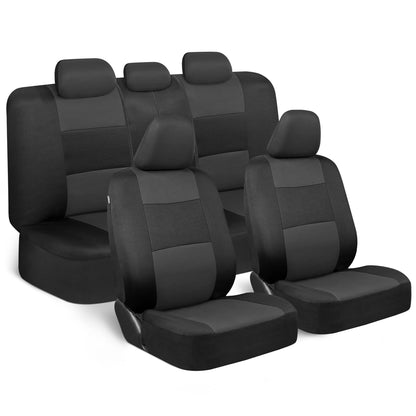 BDK PolyPro Car Seat Covers Full Set, Front and Rear Split Bench Seat Covers for Cars, Easy to Install Car Seats Cover Set and Accessories for Auto Trucks Van SUV