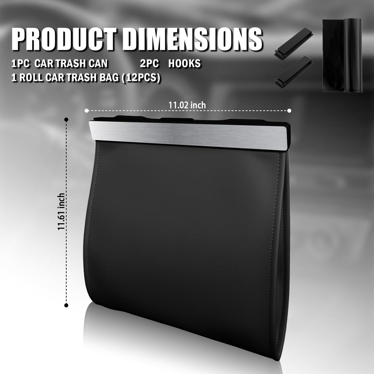 Magnetic Car Trash Bin With Leakproof Liner