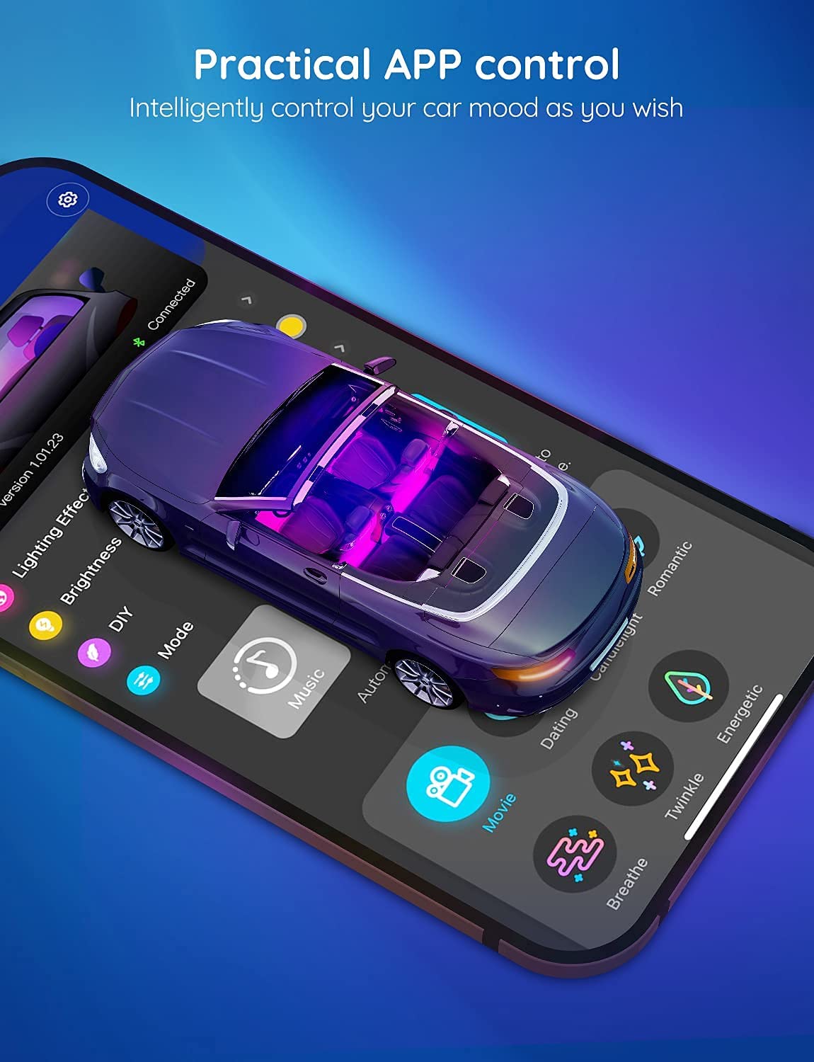 Smart RGB Car Interior Lights With App Control