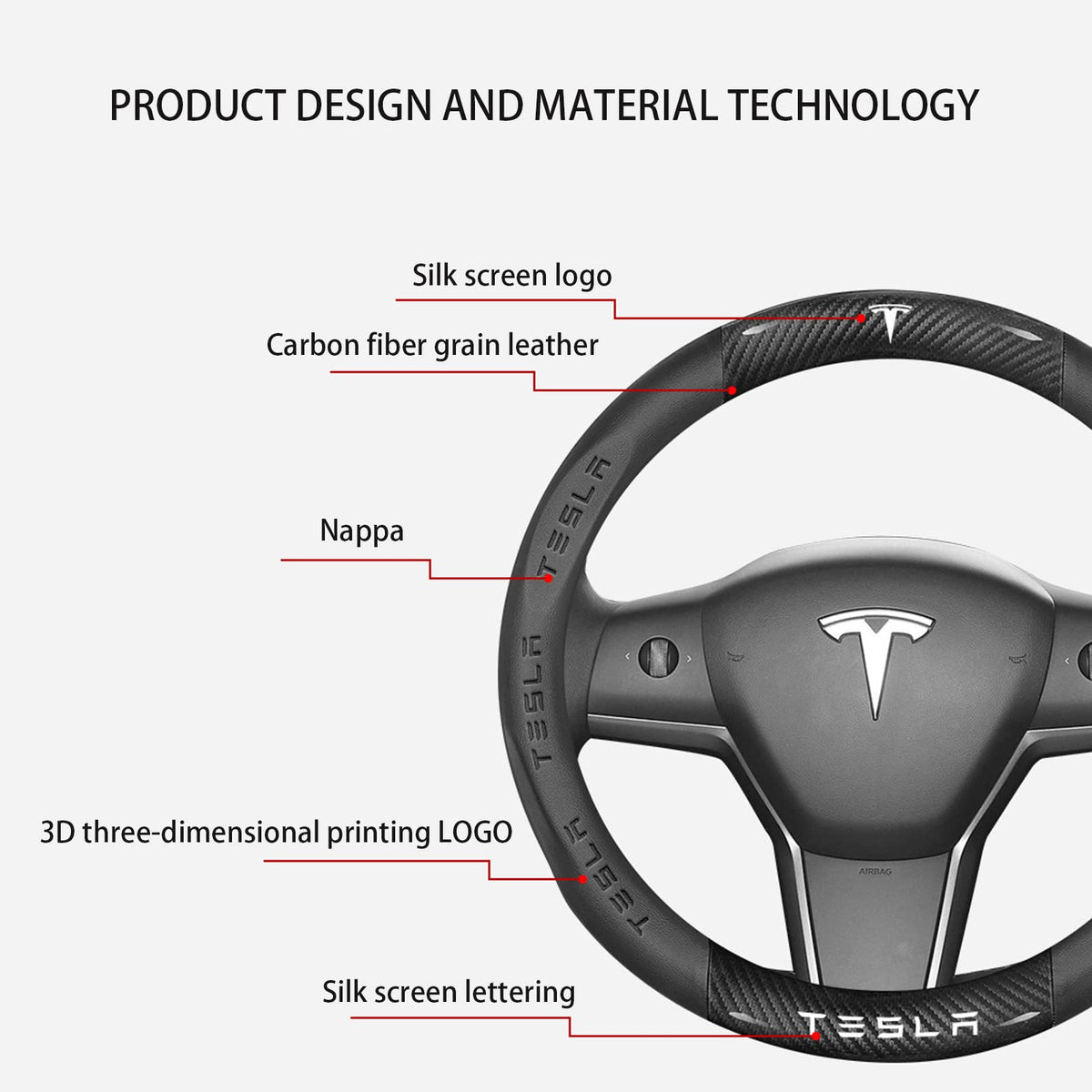 Nappa Leather Steering Wheel Cover With Carbon Texture
