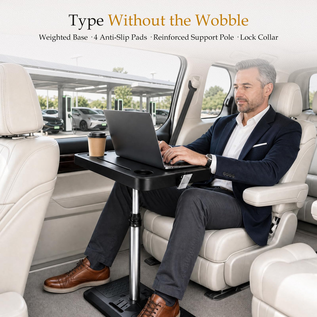 Pneumatic Lift Car Laptop Desk With Stable Base