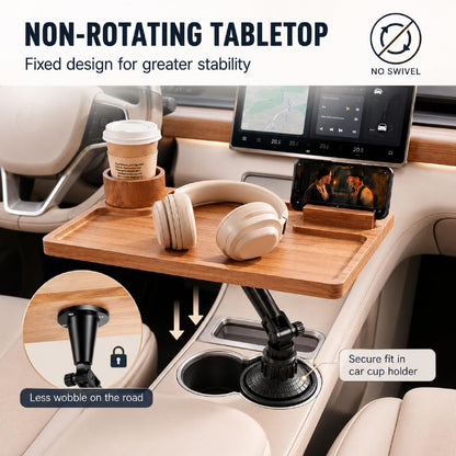 2-in-1 Wooden Car Laptop Desk With Cup Holder