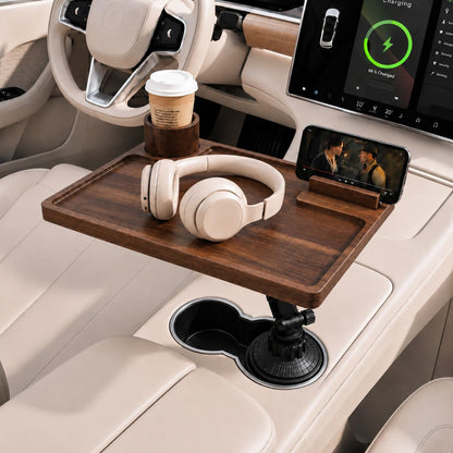 2-in-1 Wooden Car Laptop Desk With Cup Holder