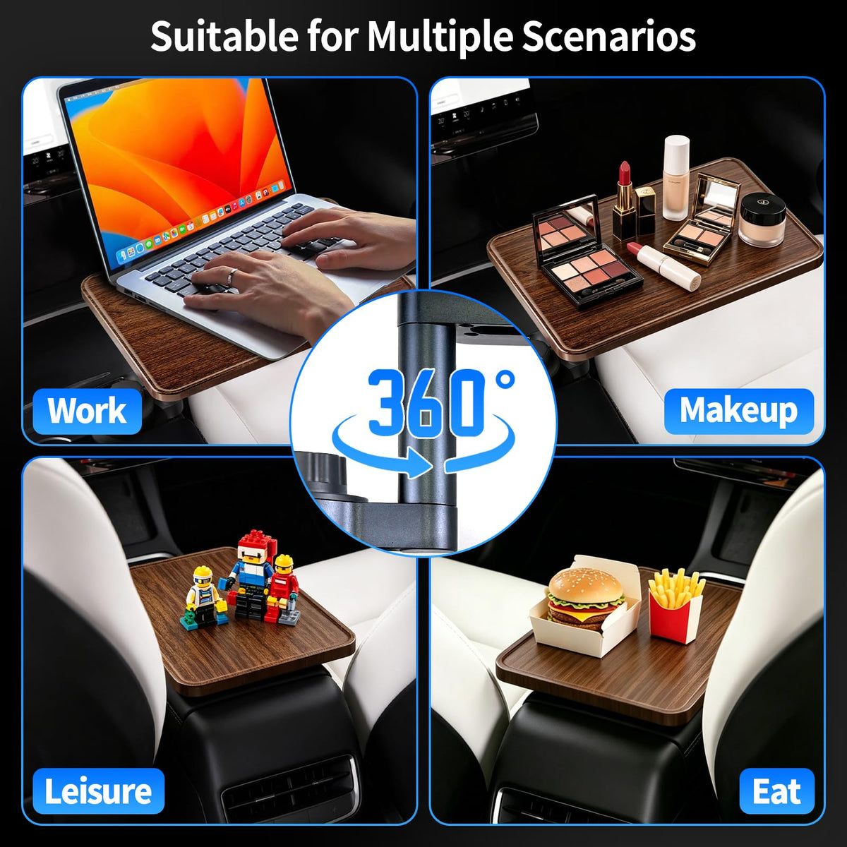 360° Rotating Wooden Car Laptop & Dining Tray