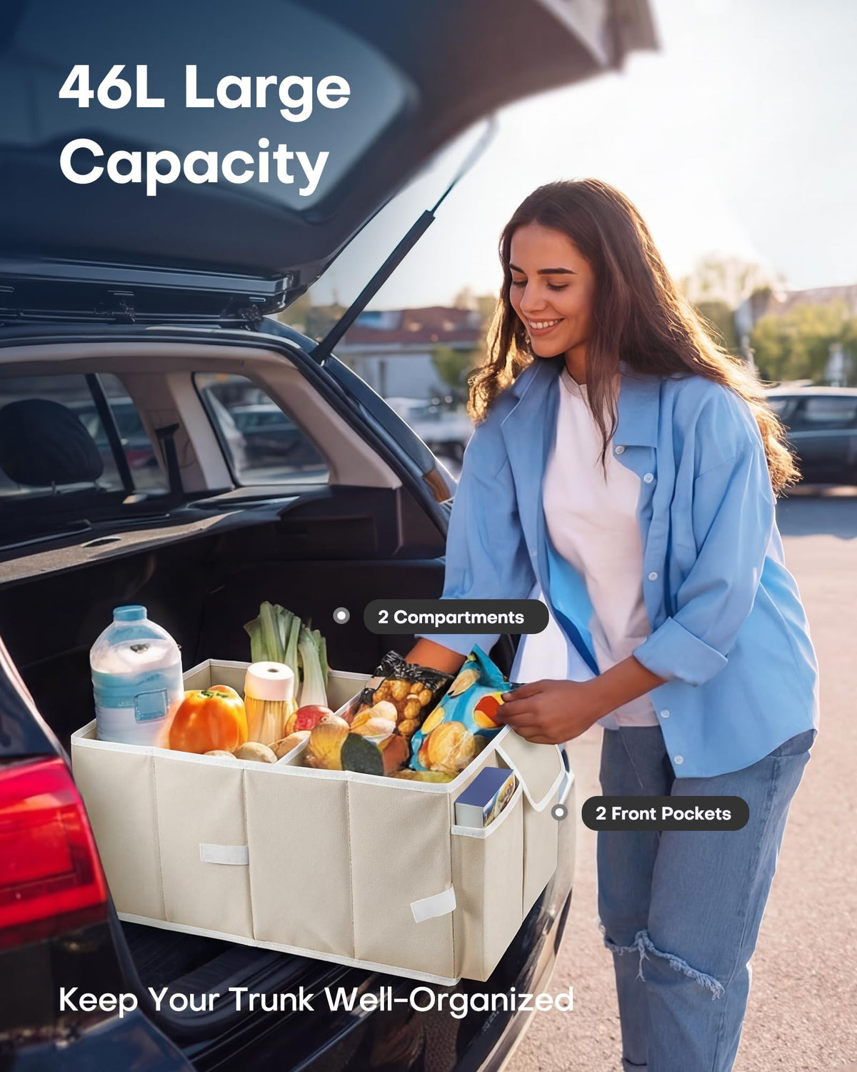 Foldable Trunk Organizer With Reinforced Storage