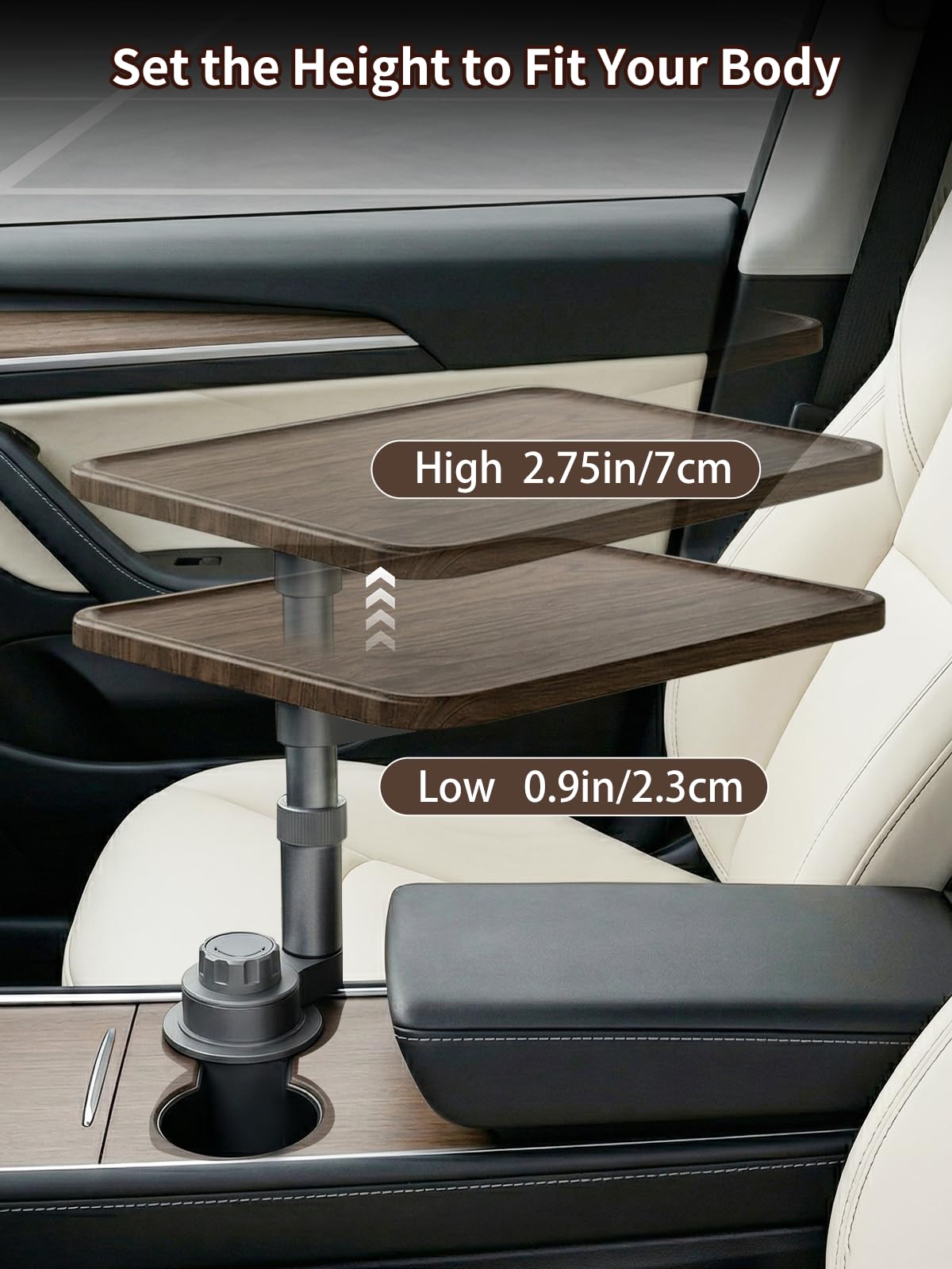 Solid Wood Car Laptop Desk With 360° Rotation