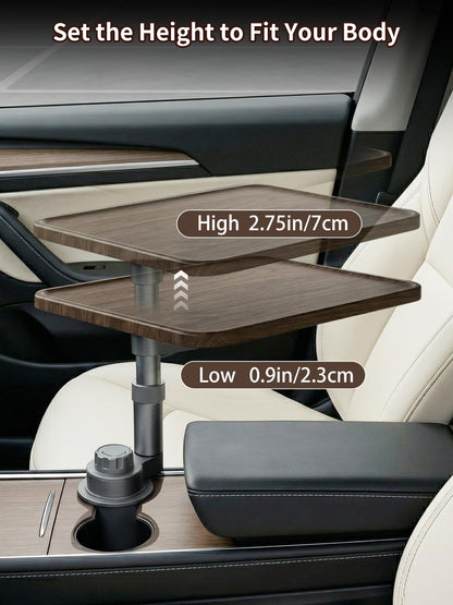 Solid Wood Car Laptop Desk With 360° Rotation