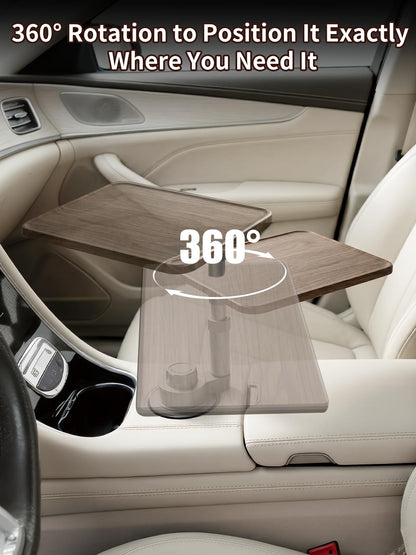 Solid Wood Car Laptop Desk With 360° Rotation