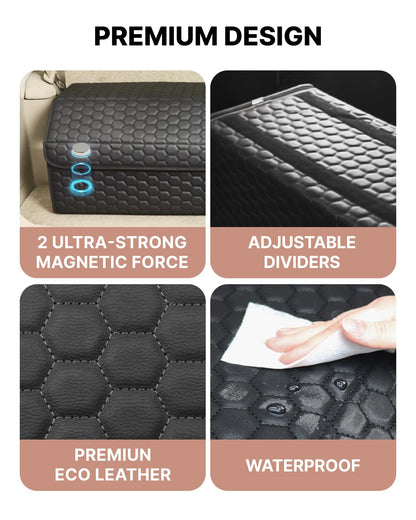 PU Leather Trunk Organizer With Secure Lid
