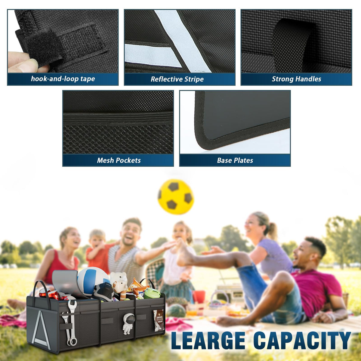 Insulated Trunk Organizer With Three Compartments