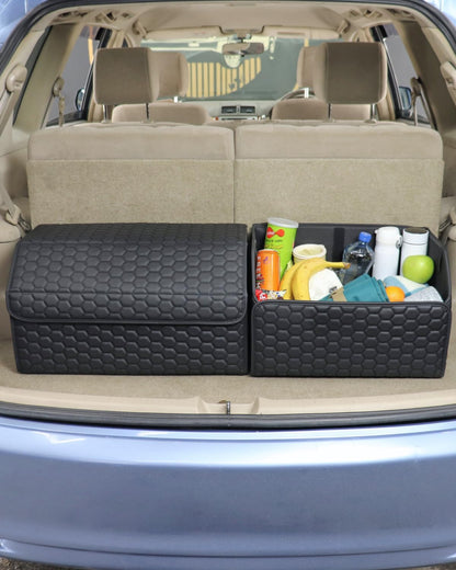 PU Leather Trunk Organizer With Secure Lid