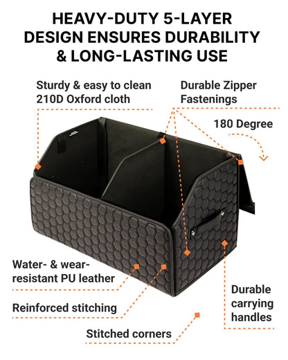 PU Leather Trunk Organizer With Secure Lid