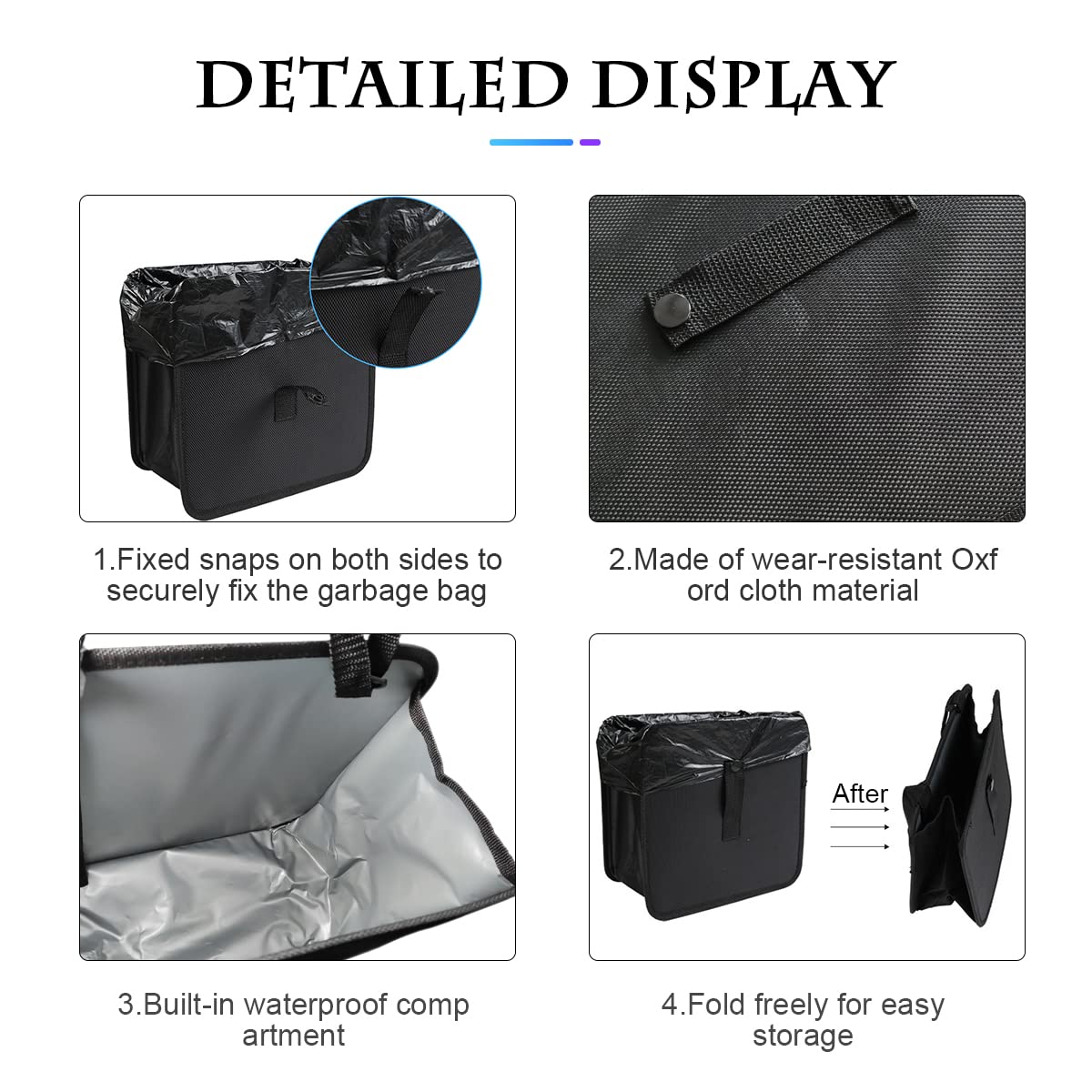 Foldable Hanging Car Trash Bag With Large Capacity