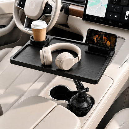 2-in-1 Wooden Car Laptop Desk With Cup Holder