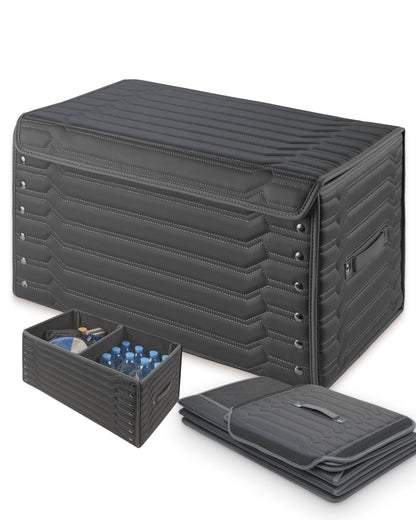 PU Leather Trunk Organizer With Secure Lid