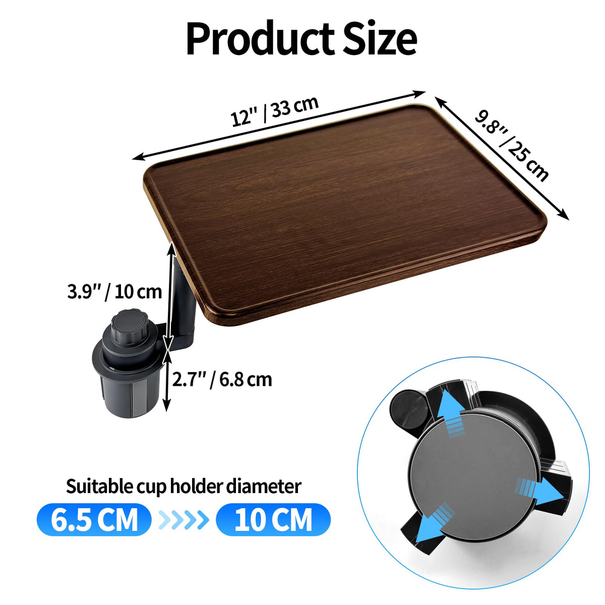 360° Rotating Wooden Car Laptop & Dining Tray