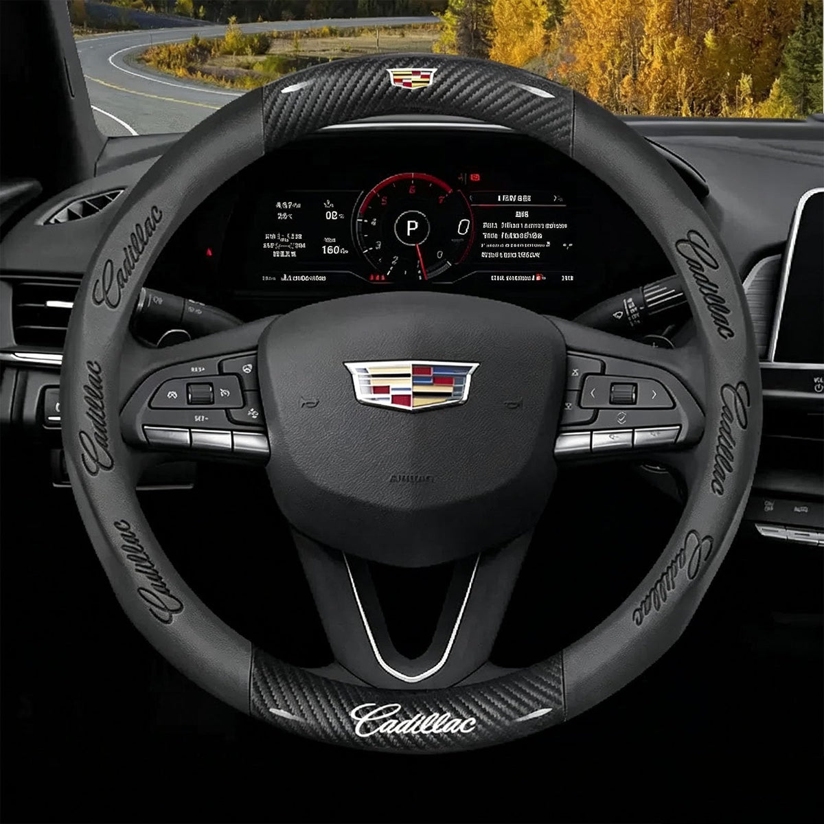 Nappa Leather Steering Wheel Cover With Carbon Texture