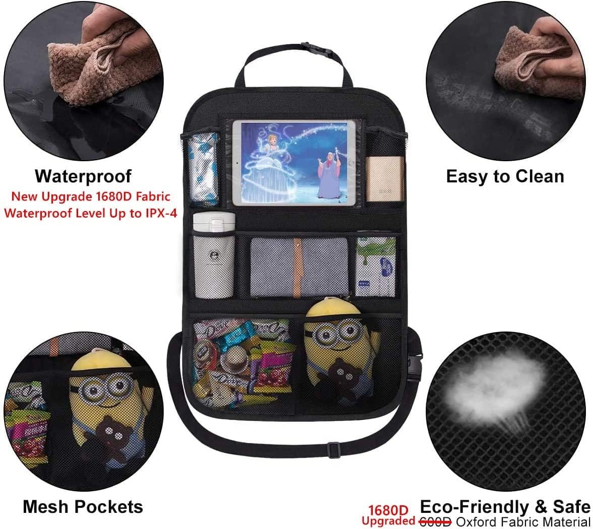 Travel Backseat Organizer With Touchscreen Holder