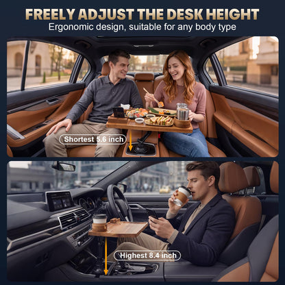 2-in-1 Wooden Car Laptop Desk With Cup Holder