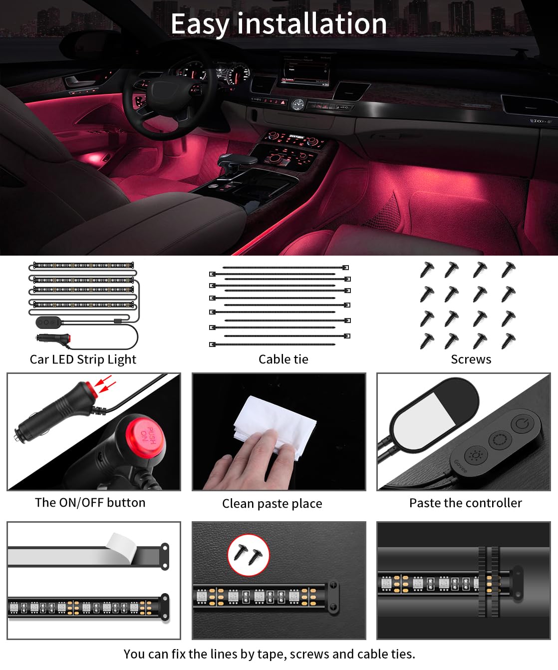 Smart RGB Car Interior Lights With App Control