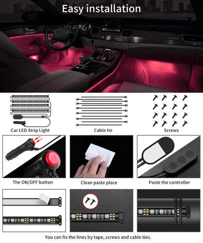 Smart RGB Car Interior Lights With App Control