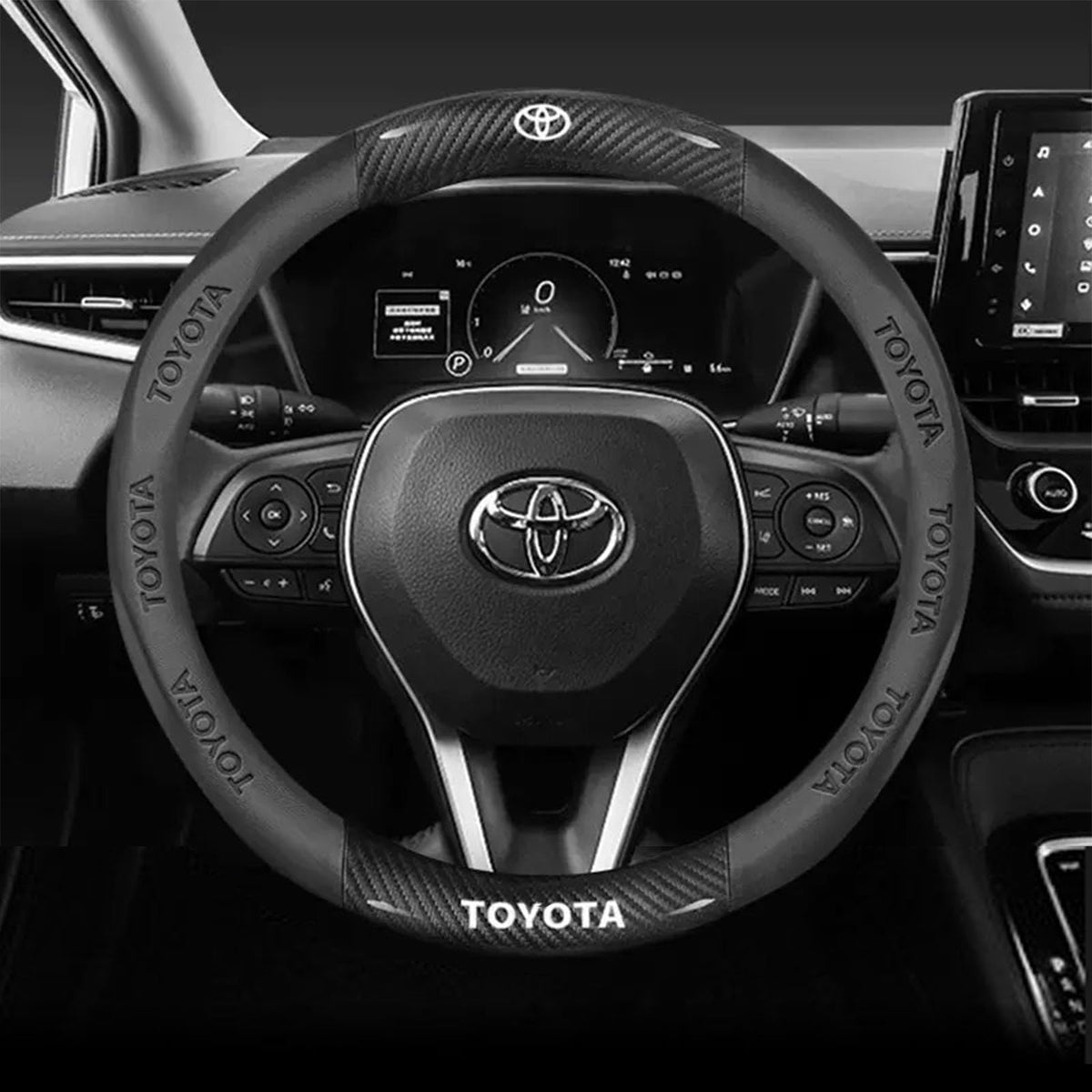 Nappa Leather Steering Wheel Cover With Carbon Texture