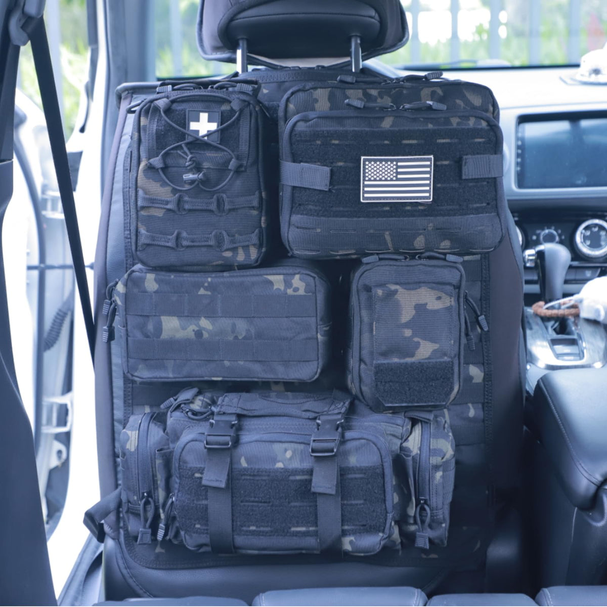 Tactical Seat Back Organizer With Detachable Pouches