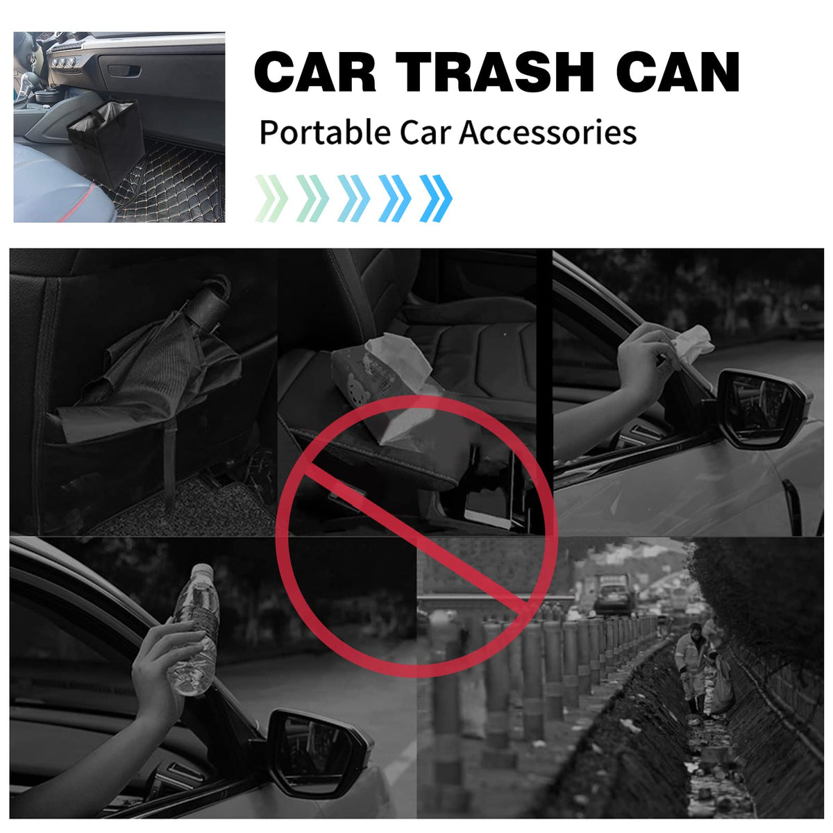 Collapsible Car Trash Bin With Waterproof Lining