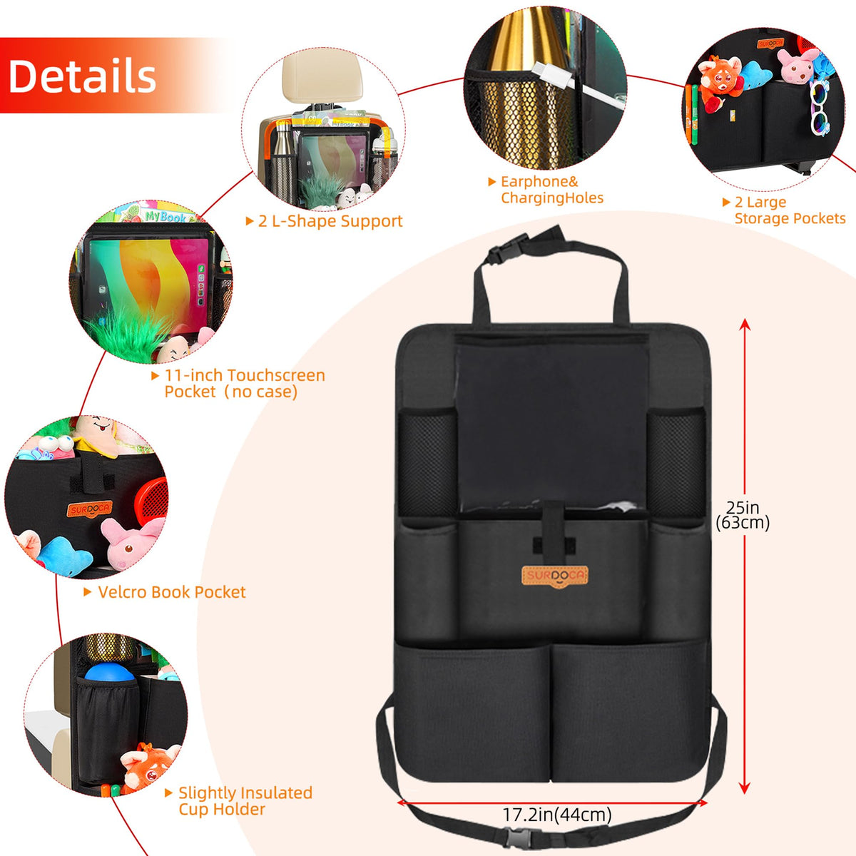 8-Pocket Backseat Organizer With Tablet Holder