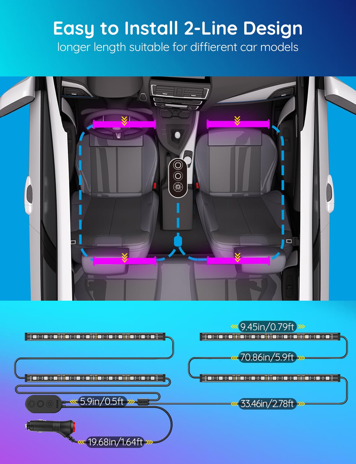 Smart RGB Car Interior Lights With App Control