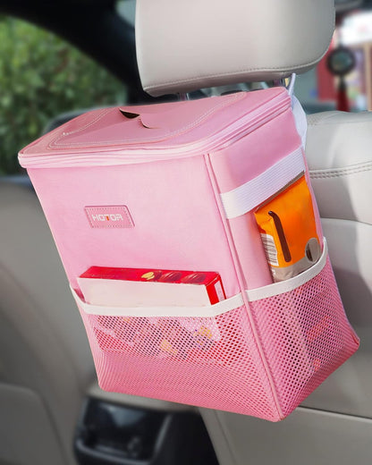 Leakproof Car Trash Can With Storage Pockets