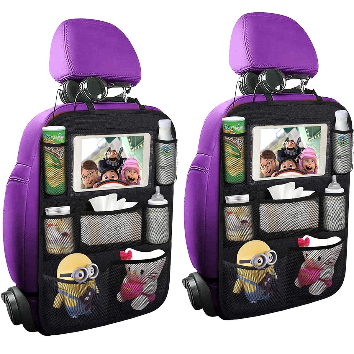 Travel Backseat Organizer With Touchscreen Holder