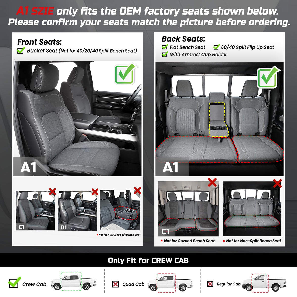 RAM 1500 Tailored Leather Seat Covers