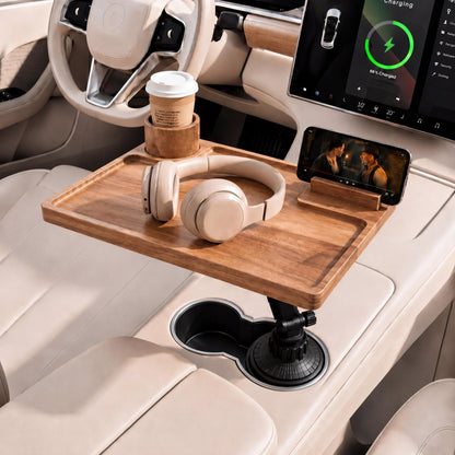 2-in-1 Wooden Car Laptop Desk With Cup Holder