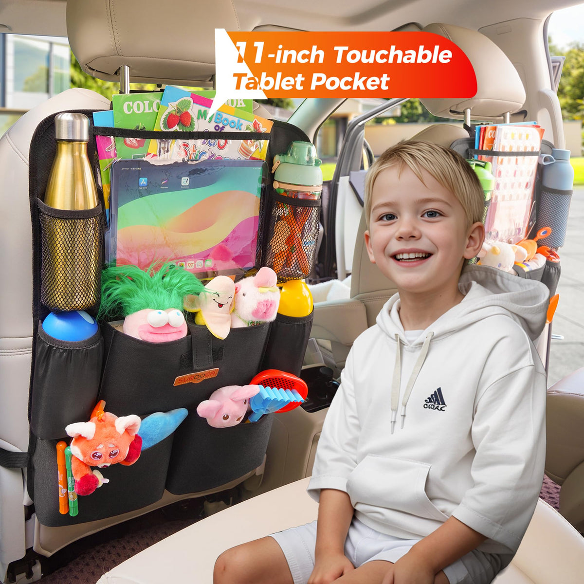 8-Pocket Backseat Organizer With Tablet Holder
