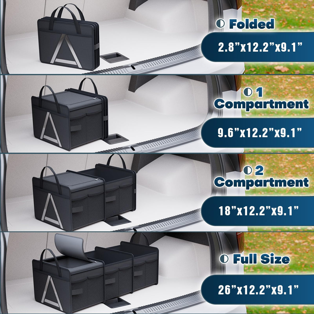 Insulated Trunk Organizer With Three Compartments